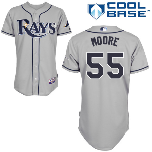 Matt Moore #55 Youth Baseball Jersey-Tampa Bay Rays Authentic Road Gray Cool Base MLB Jersey